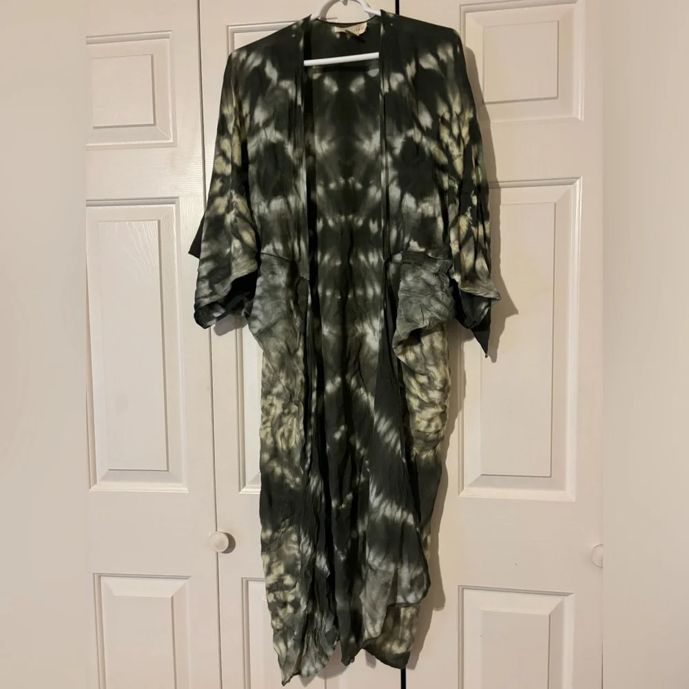 Tie-Dye Kimono Cover-Up in Olive Green